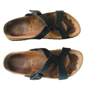 Birkenstock Birki’s polka dot slip on strappy sandals black